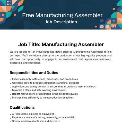 assembler job description for resume|Assembler Job Description Template .